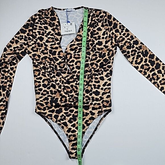 Zara -596‎ NWT Women's Wrap Animal Print Bodysuit Size Small - Picture 5 of 7